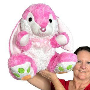 Hug Fun Large Pink Easter Bunny Rabbit Long Ear Lovey‎ 16" Plush Stuffed Animal
